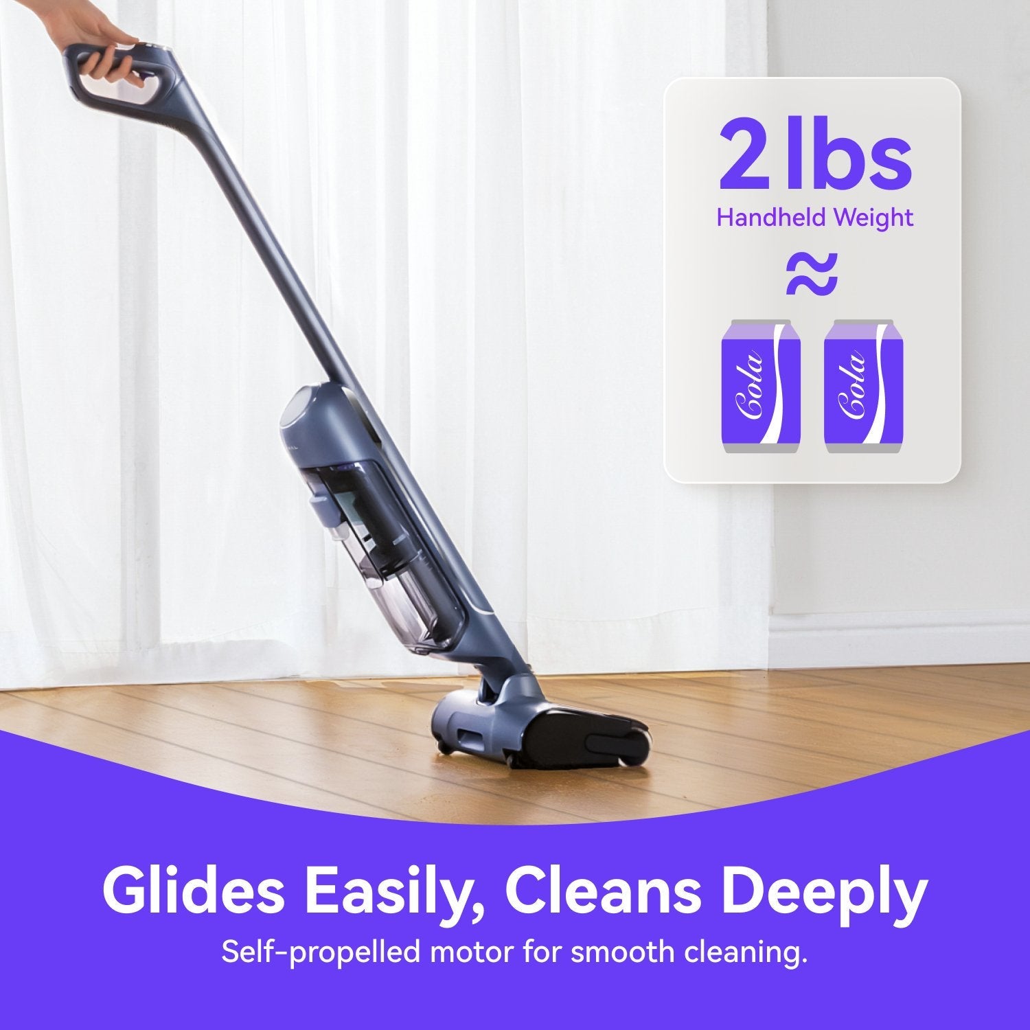 Person using Narwal S20 Pro Vacuum Mop on a wooden floor.